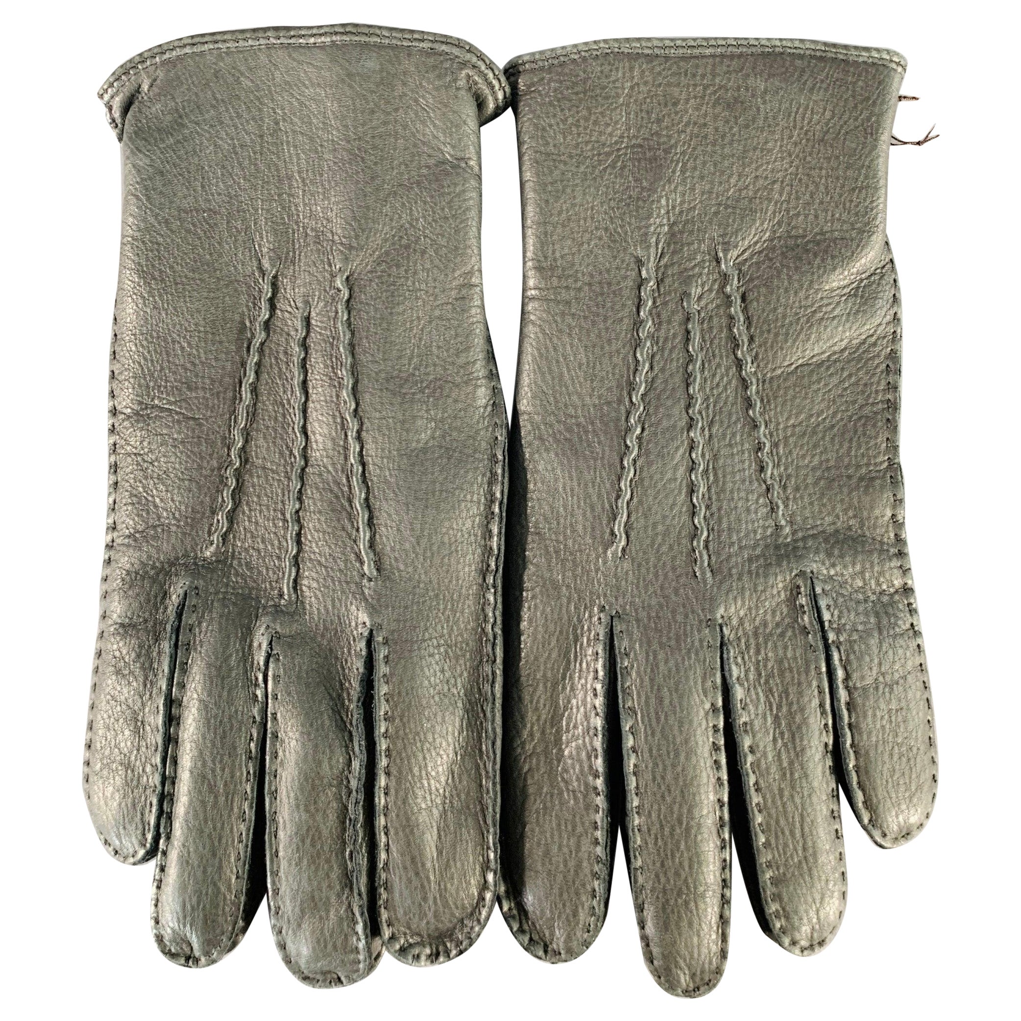 ERMENEGILDO ZEGNA Size M Black Leather Gloves