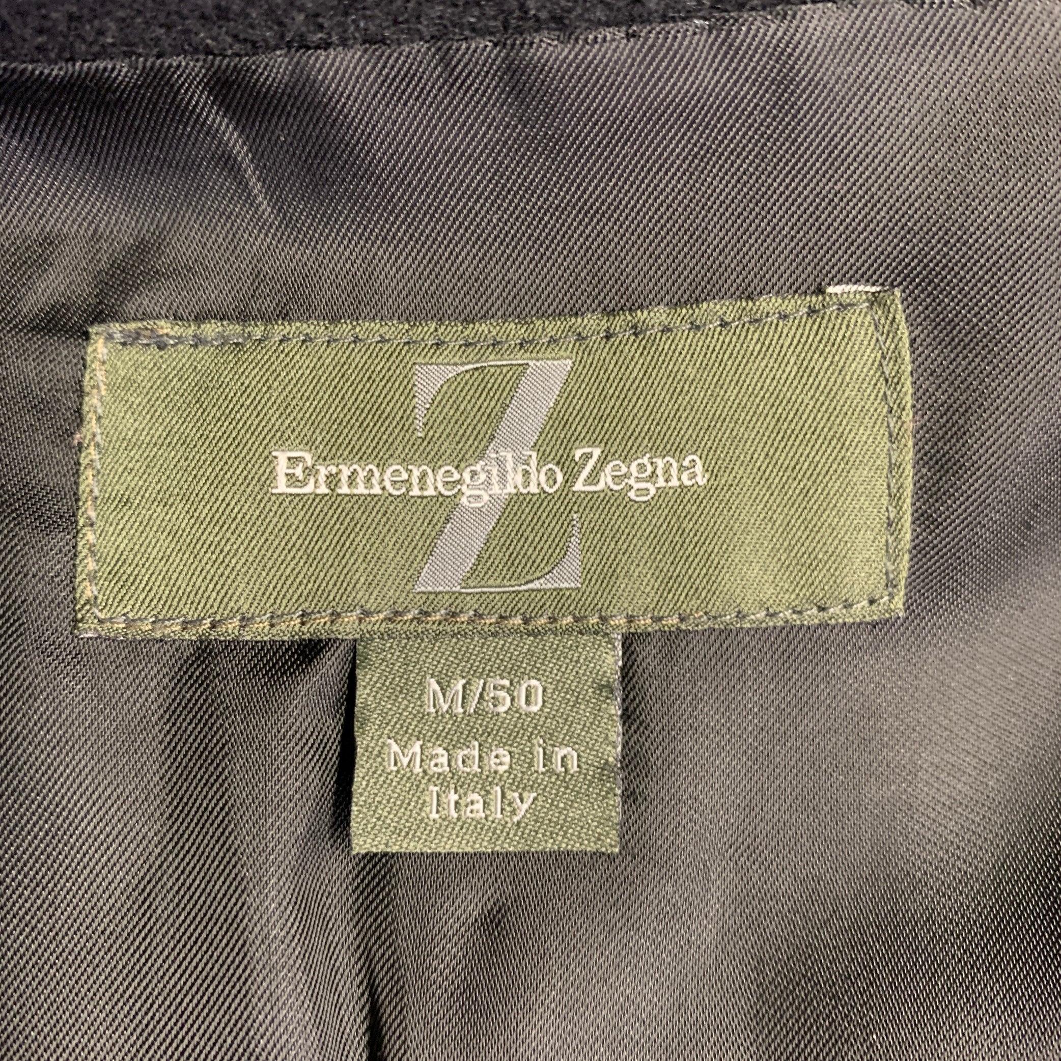 Ermenegildo Zegna Taglia M Giacca monopetto nera a righe testurizzate In condizioni ottime in vendita a San Francisco, CA