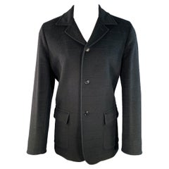 Ermenegildo Zegna Taglia M Giacca monopetto nera a righe testurizzate