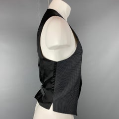 ERMENEGILDO ZEGNA Size M Black & White Dot Print Silk Buttoned Vest