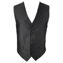 ERMENEGILDO ZEGNA Size M Black 
White Dot Print Silk Buttoned Vest