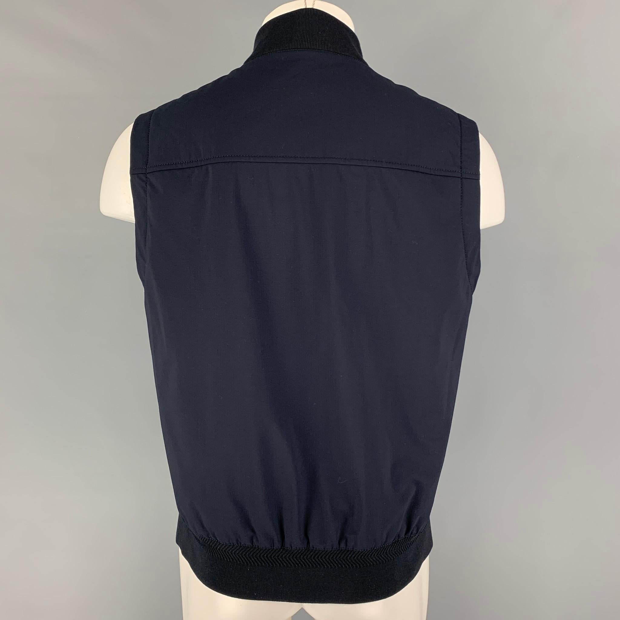 Black ERMENEGILDO ZEGNA Size M Blue Wool Polyester Reversible Vest