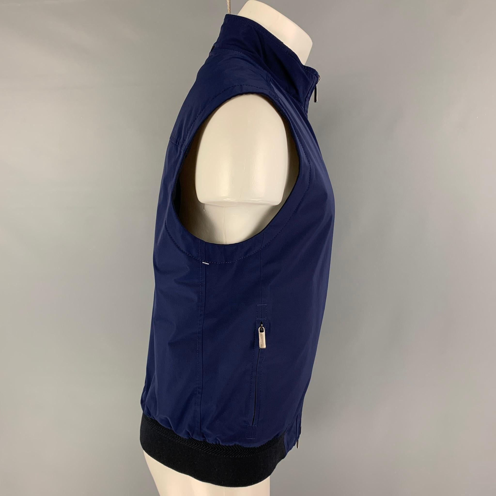 Men's ERMENEGILDO ZEGNA Size M Blue Wool Polyester Reversible Vest