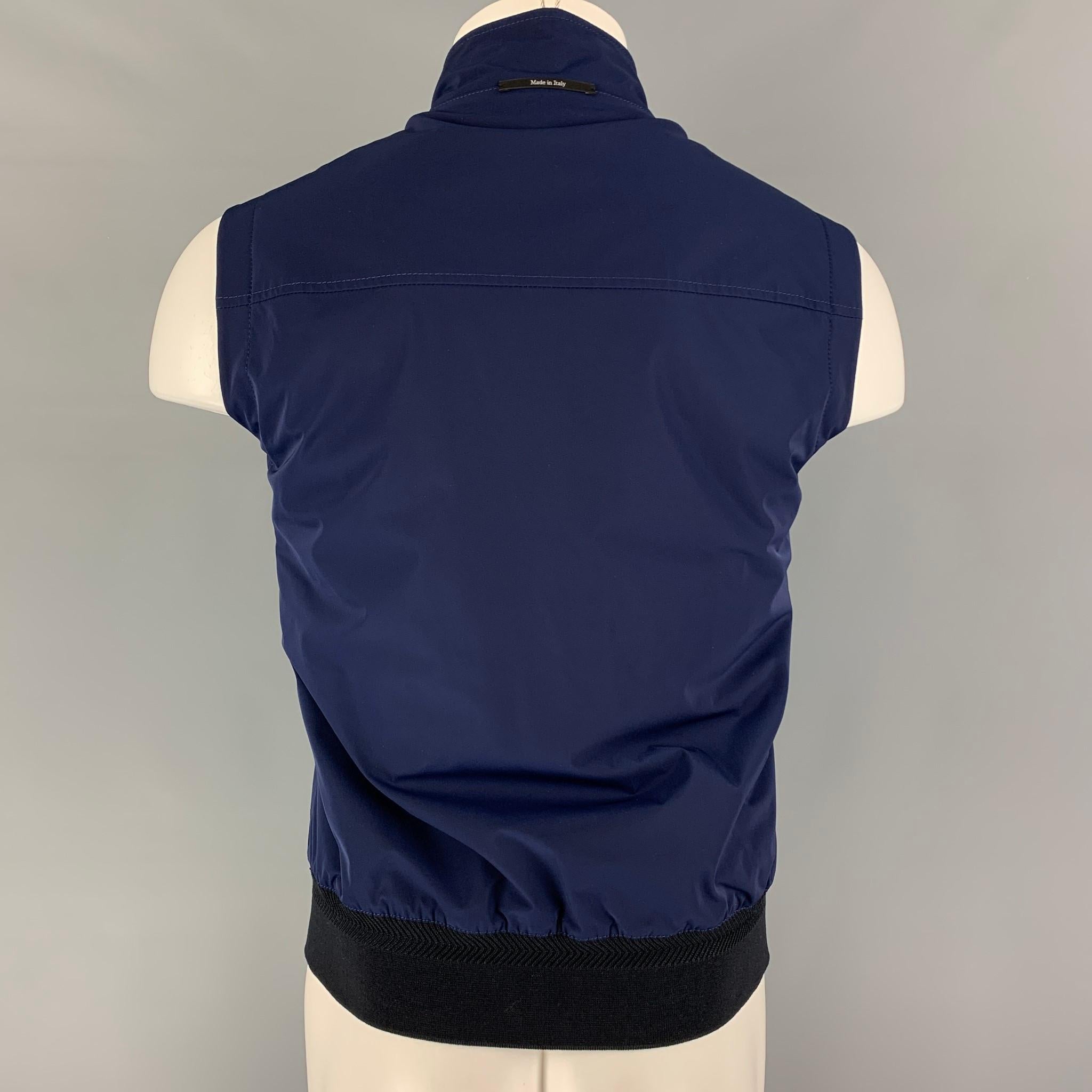 ERMENEGILDO ZEGNA Size M Blue Wool Polyester Reversible Vest 1