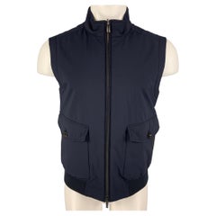 ERMENEGILDO ZEGNA Size M Blue Wool Polyester Reversible Vest