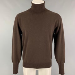 ERMENEGILDO ZEGNA Size M Brown Cashmere Turtleneck Sweater