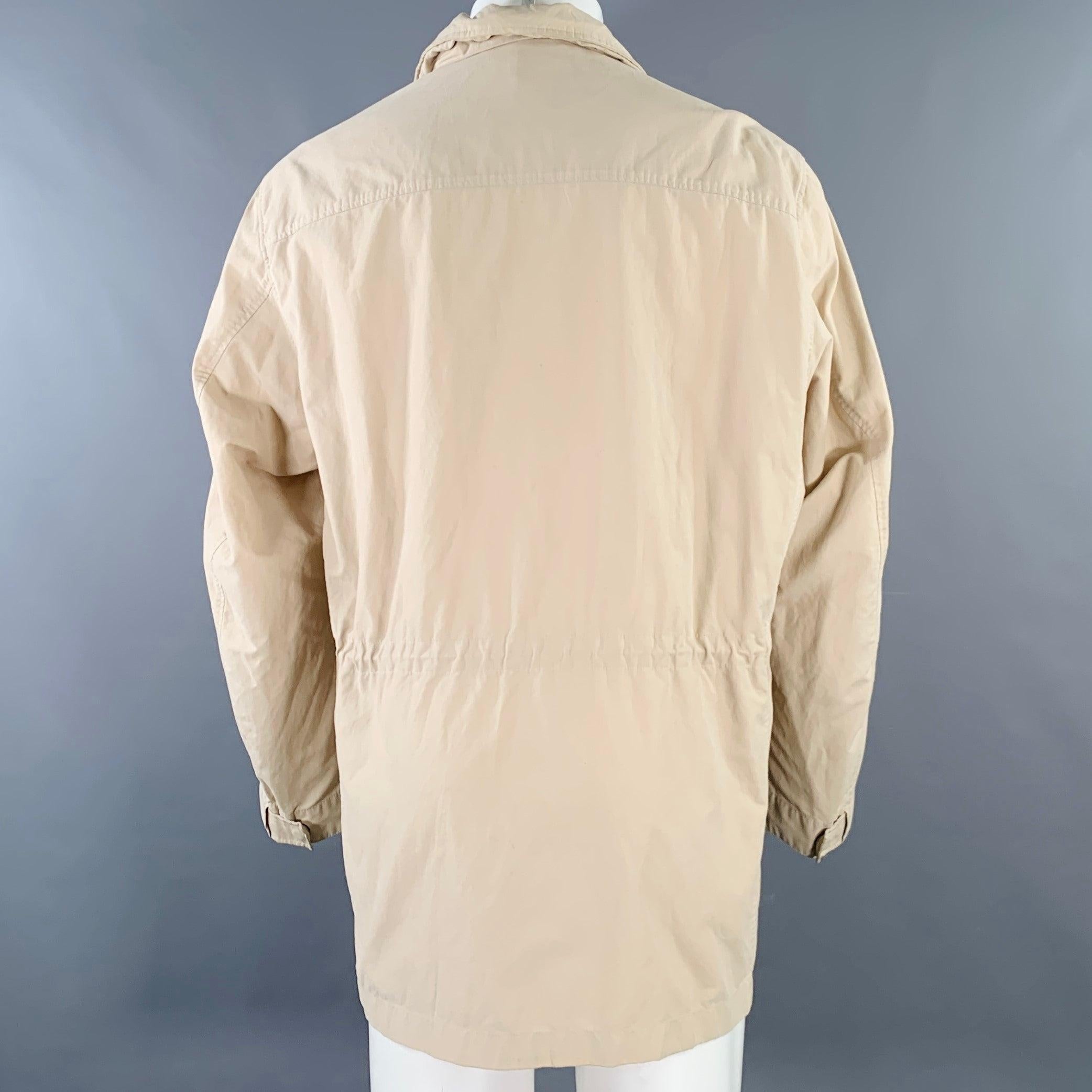 Beige ERMENEGILDO ZEGNA Size M Cream Cotton Blend Field Jacket For Sale