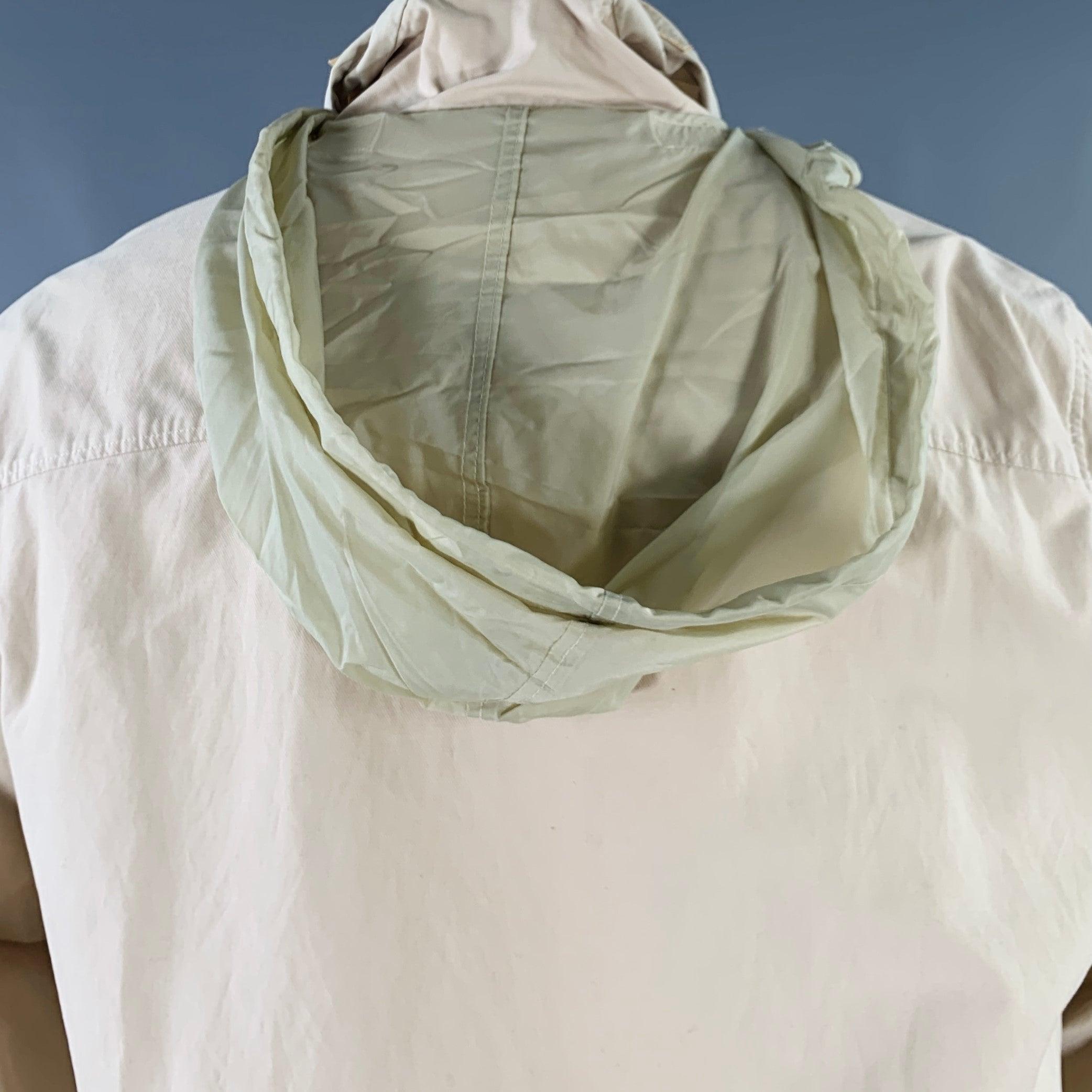 ERMENEGILDO ZEGNA Size M Cream Cotton Blend Field Jacket In Good Condition For Sale In San Francisco, CA
