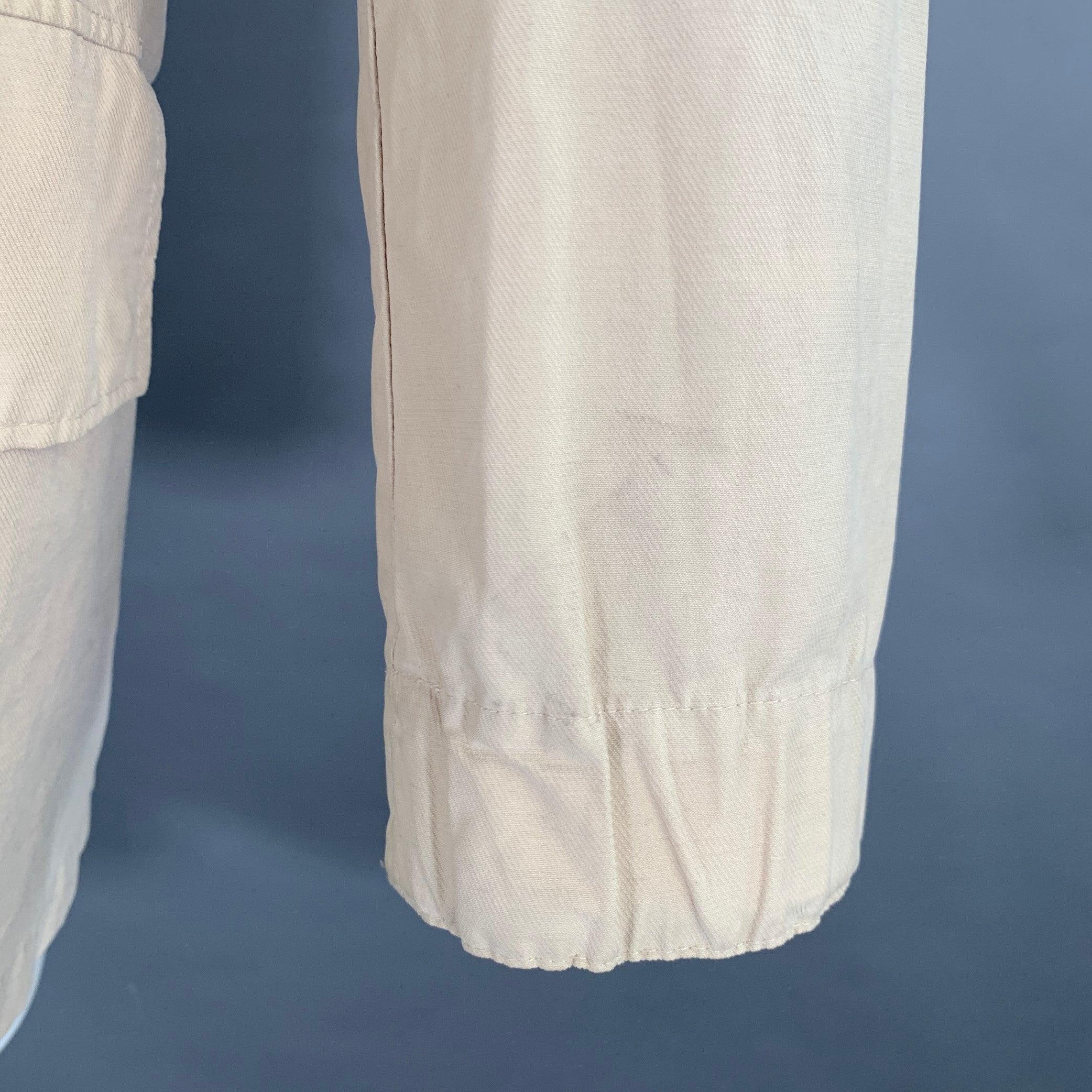 Men's ERMENEGILDO ZEGNA Size M Cream Cotton Blend Field Jacket For Sale