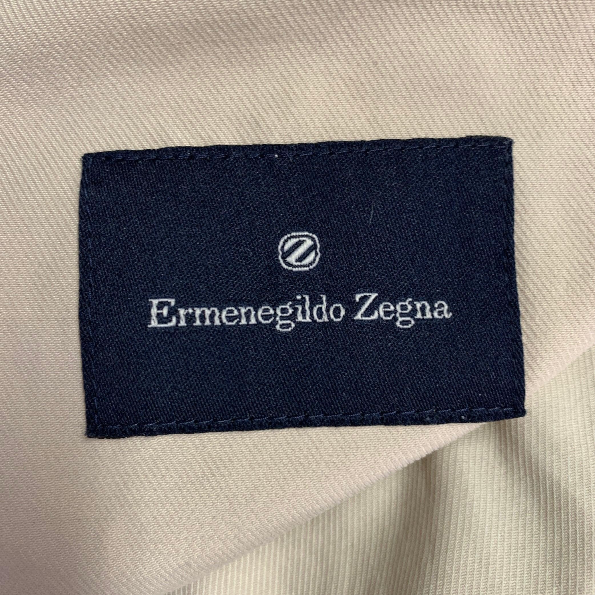 ERMENEGILDO ZEGNA Size M Cream Cotton Blend Field Jacket For Sale 4