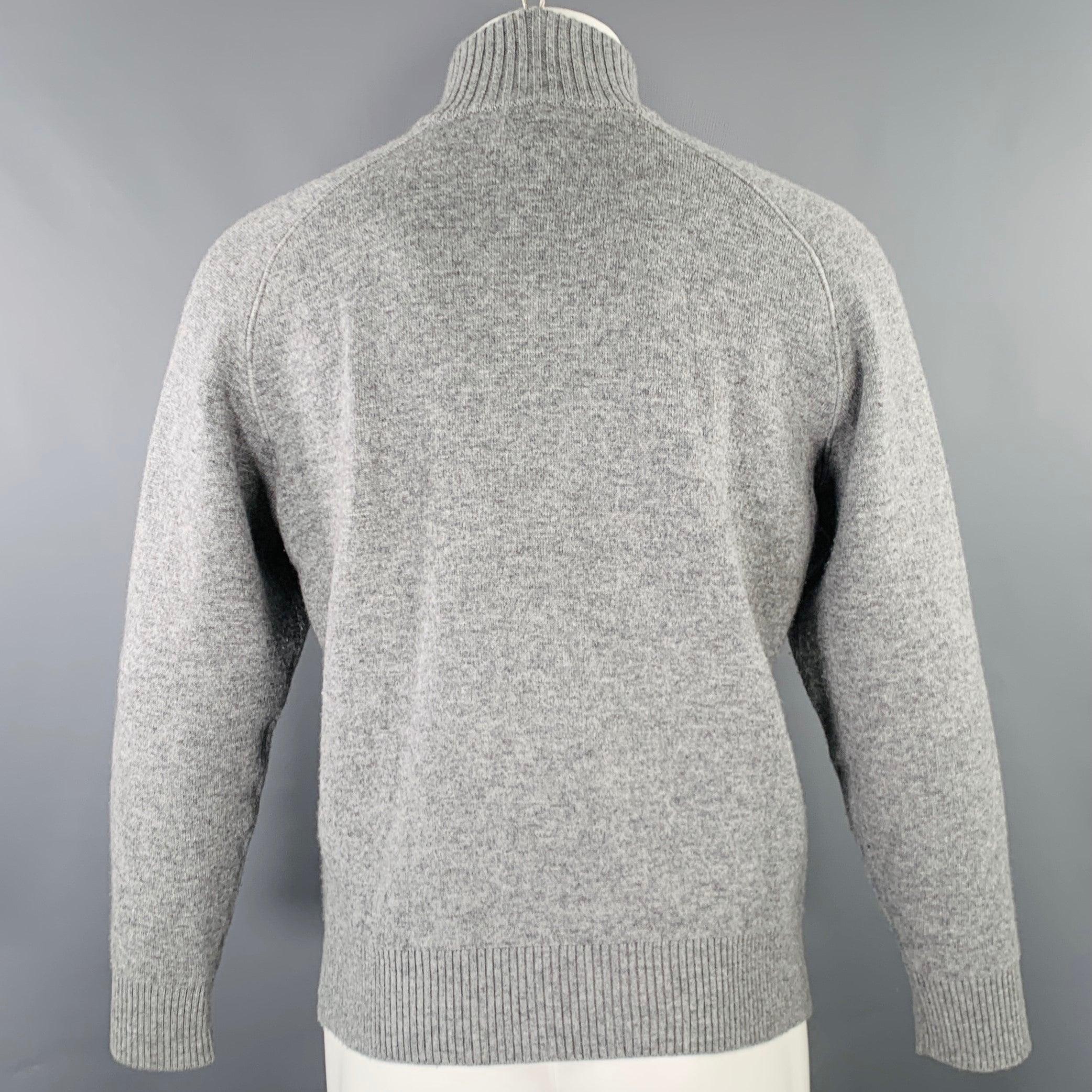 ERMENEGILDO ZEGNA Size M Grey Cashmere Zip Up Cardigan In Excellent Condition In San Francisco, CA