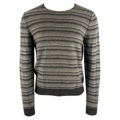 Ermenegildo Zegna Taglia M Pullover grigio a righe in misto cotone