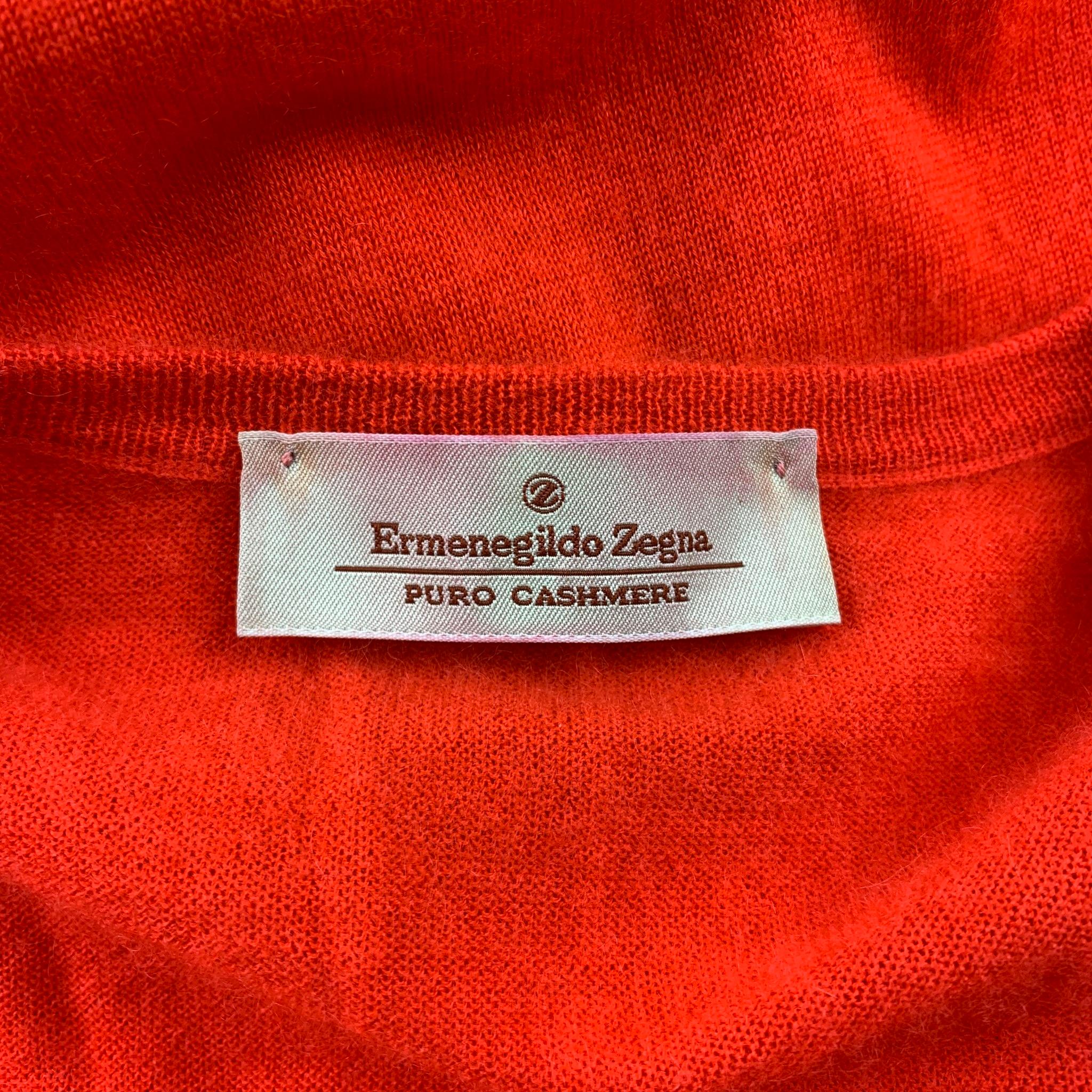 ERMENEGILDO ZEGNA Size M Red Cashmere V-Neck Pullover Sweater 1
