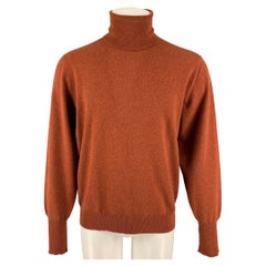 ERMENEGILDO ZEGNA Size M Rust Turtleneck Sweater