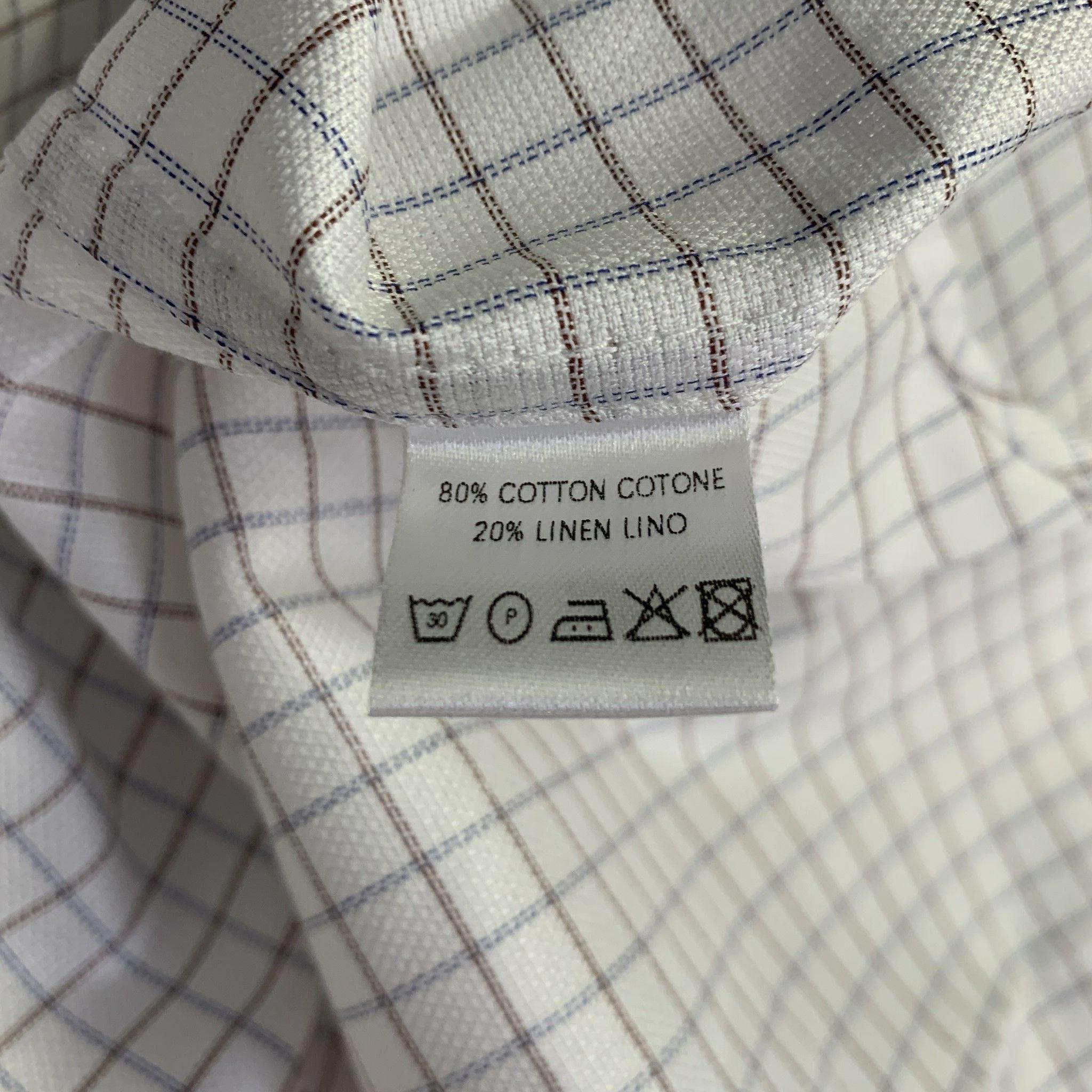 Uomo Ermenegildo Zegna Taglia M Camicia a maniche lunghe a scacchi bianchi, blu e marroni in vendita