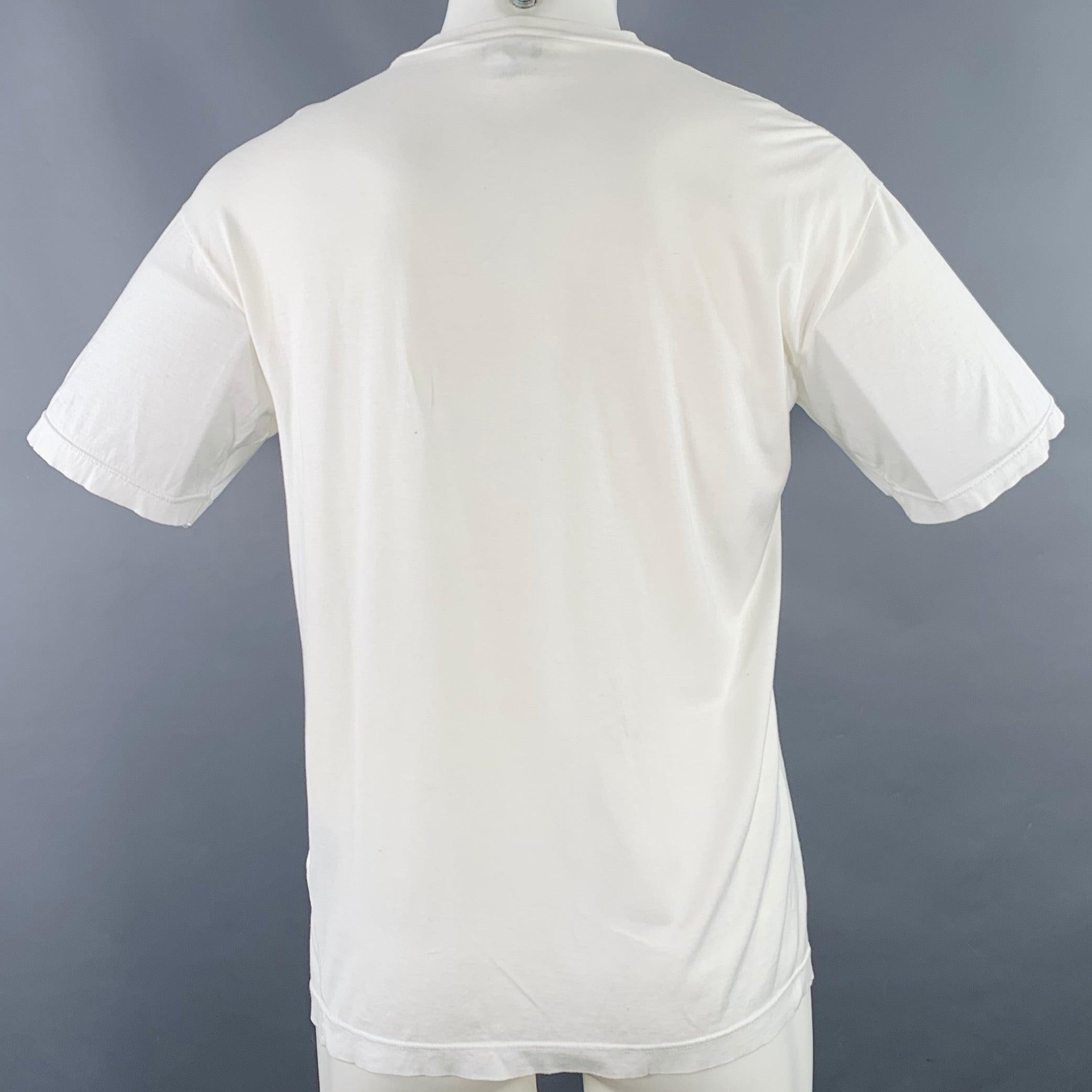 Gray ERMENEGILDO ZEGNA Size M White Cotton Short Sleeve T-shirt For Sale