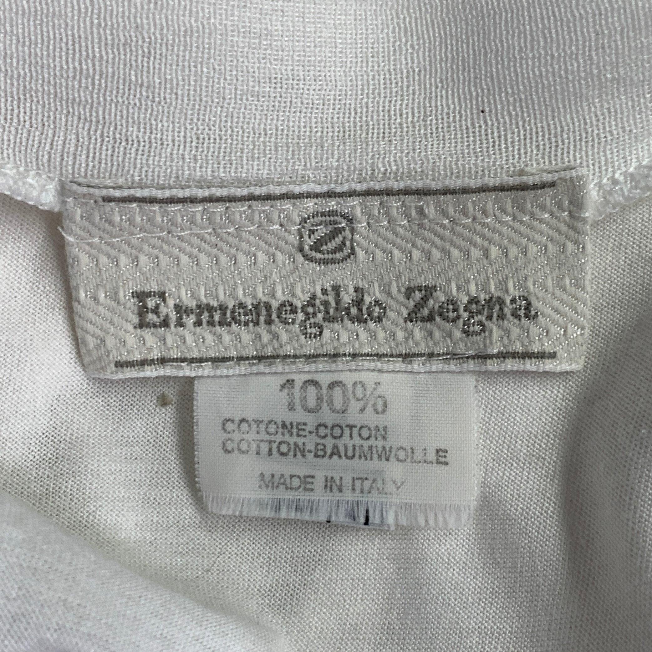 Men's ERMENEGILDO ZEGNA Size M White Cotton Short Sleeve T-shirt For Sale