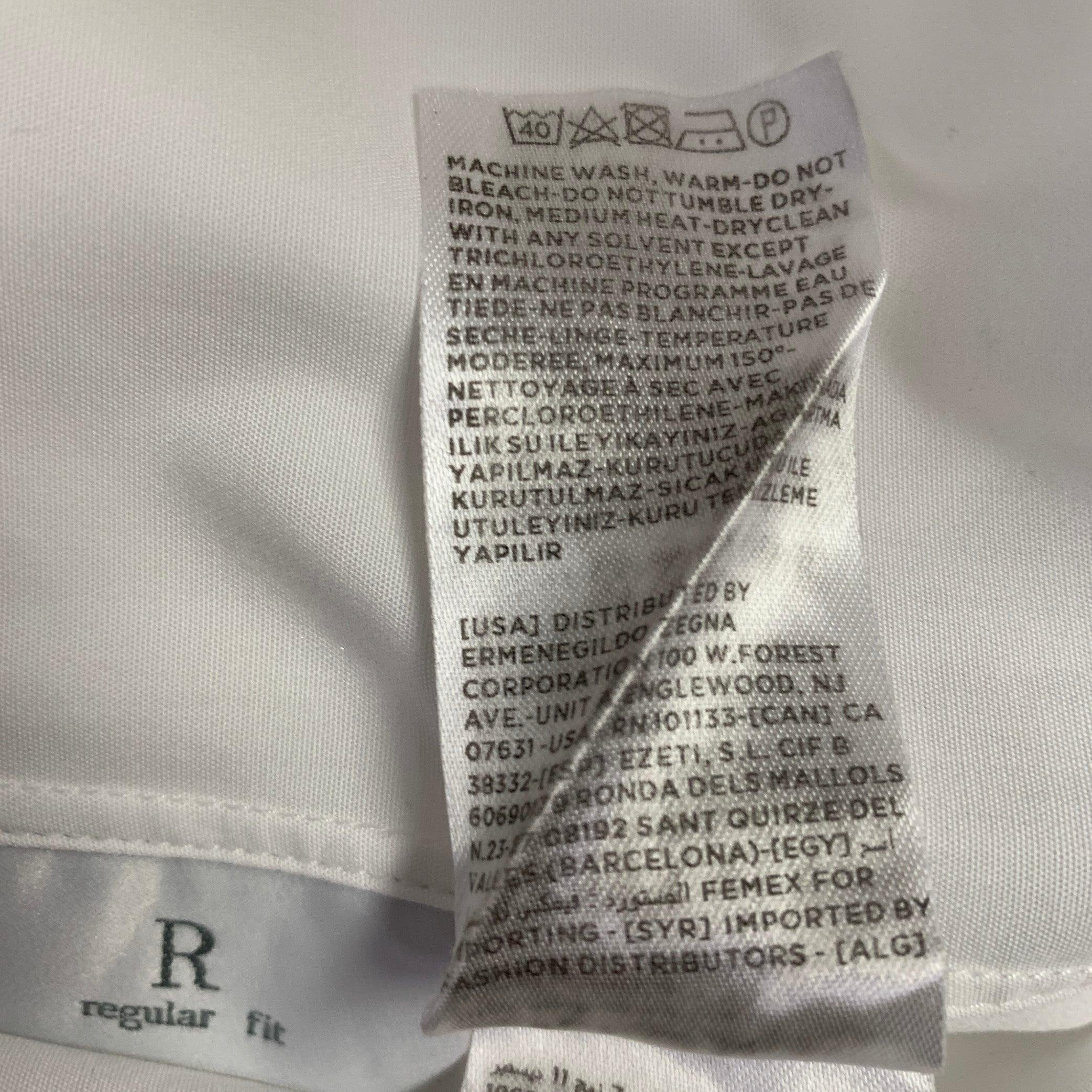 ERMENEGILDO ZEGNA Camicia a maniche lunghe in cotone bianco smoking taglia M in vendita 2
