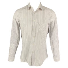 ERMENEGILDO ZEGNA Size M White Stripe Cotton Button Up Long Sleeve Shirt