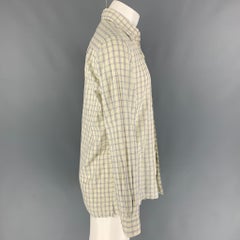 ERMENEGILDO ZEGNA Size M Yellow Blue Plaid Cotton Linen Long Sleeve Shirt