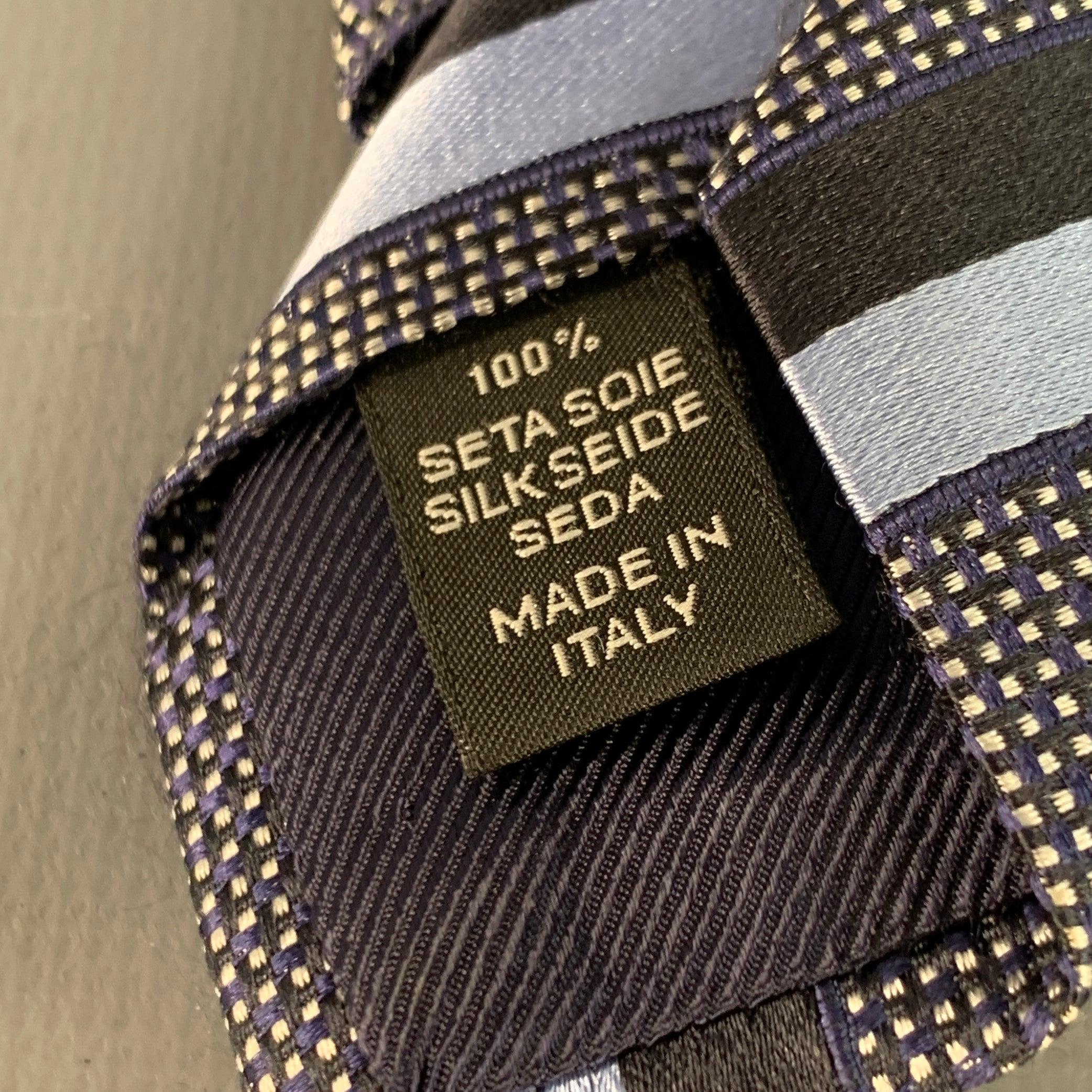ERMENEGILDO ZEGNA Größe Einheitsgröße Schwarz Blau Diagonalstreifen Seidenkrawatte im Angebot 4