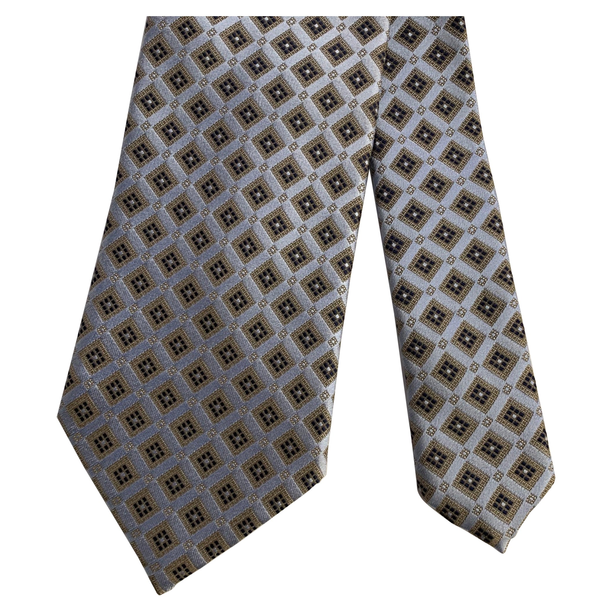 ERMENEGILDO ZEGNA Size One Size Light Blue Navy Silk Tie For Sale