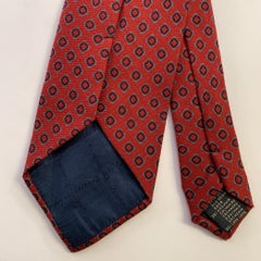 ERMENEGILDO ZEGNA Size One Size Red Blue Abstract Silk Cashmere Blend Tie