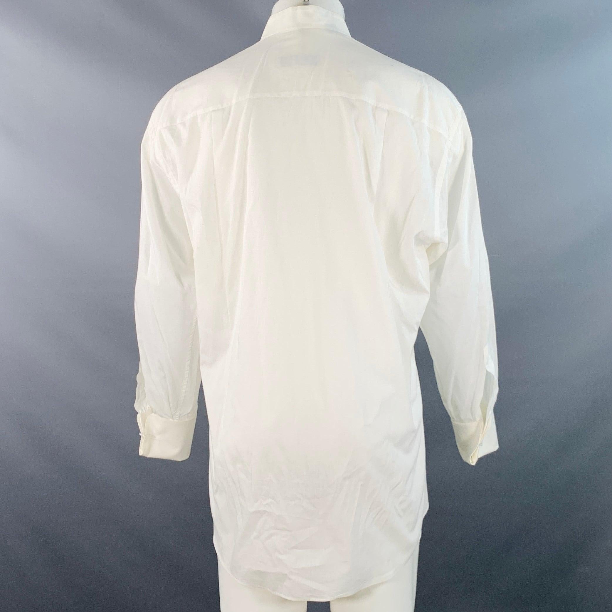Beige Ermenegildo Zegna Taglia S Panna con polsino alla francese, camicia da smoking a manica lunga in vendita
