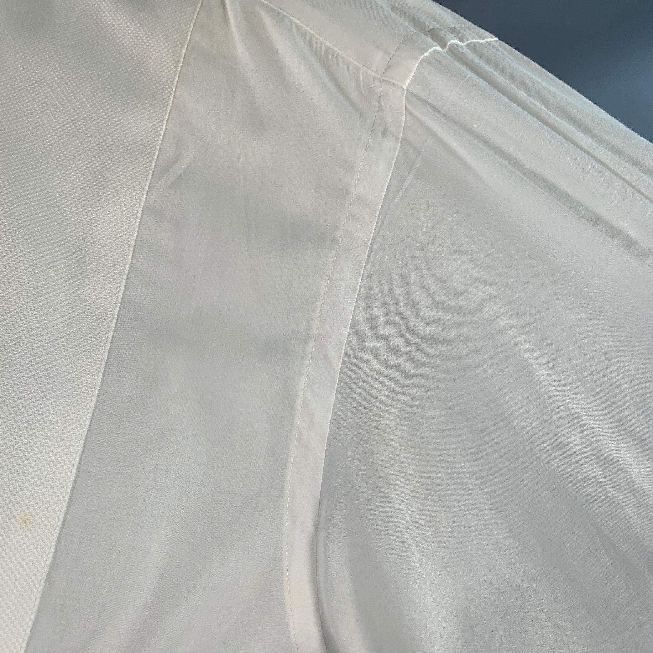 Uomo Ermenegildo Zegna Taglia S Panna con polsino alla francese, camicia da smoking a manica lunga in vendita