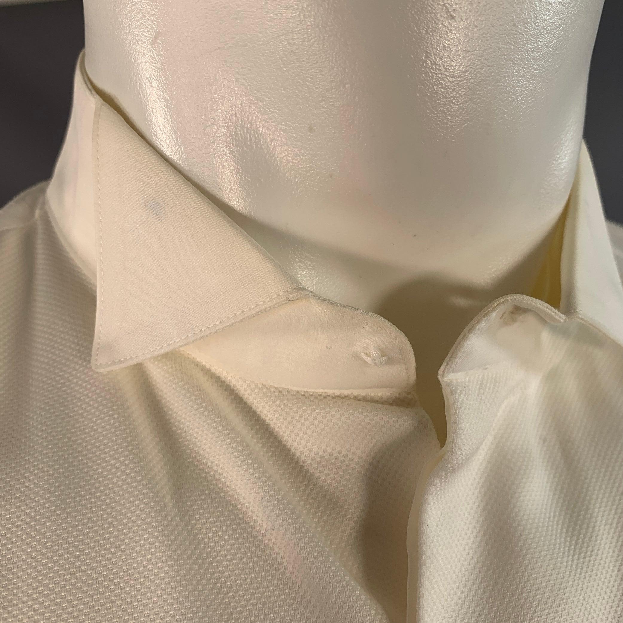 Ermenegildo Zegna Taglia S Panna con polsino alla francese, camicia da smoking a manica lunga in vendita 1