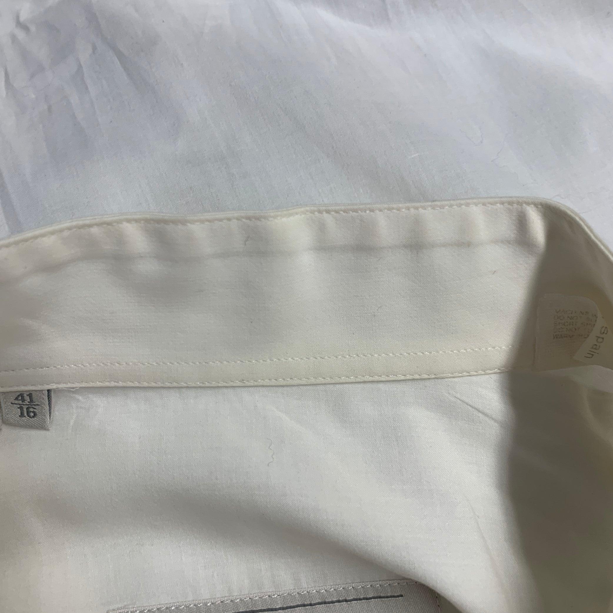 Ermenegildo Zegna Taglia S Panna con polsino alla francese, camicia da smoking a manica lunga in vendita 3