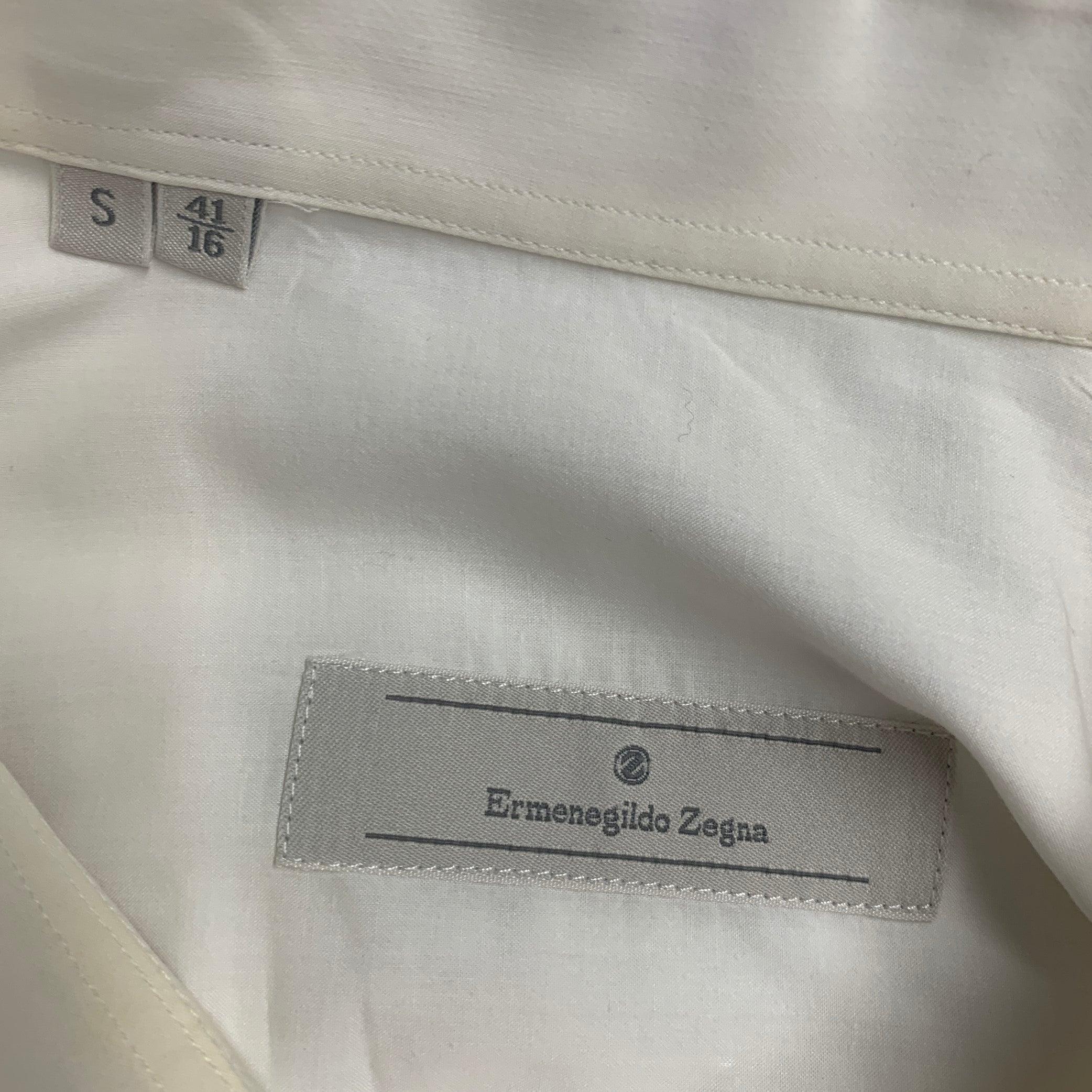 Ermenegildo Zegna Taglia S Panna con polsino alla francese, camicia da smoking a manica lunga in vendita 4