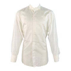 Ermenegildo Zegna Taglia S Panna con polsino alla francese, camicia da smoking a manica lunga