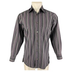 ERMENEGILDO ZEGNA Mehrfarbig gestreiftes langärmeliges Hemd aus Baumwolle mit Knopfleiste, Größe S