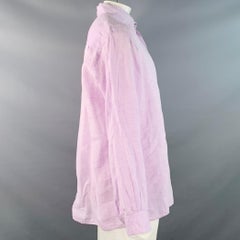 ERMENEGILDO ZEGNA Size XL Purple Lavender Linen One Pocket Long Sleeve Shirt