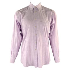 ERMENEGILDO ZEGNA Size XL Purple Lilac Heather Cotton Long Sleeve Shirt