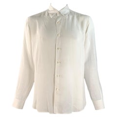 Ermenegildo Zegna Taglia XL Camicia in lino bianco a maniche lunghe