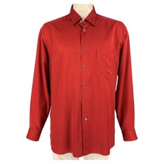 ERMENEGILDO ZEGNA Size XXL Brick Twill Rayon Button Down Long Sleeve Shirt