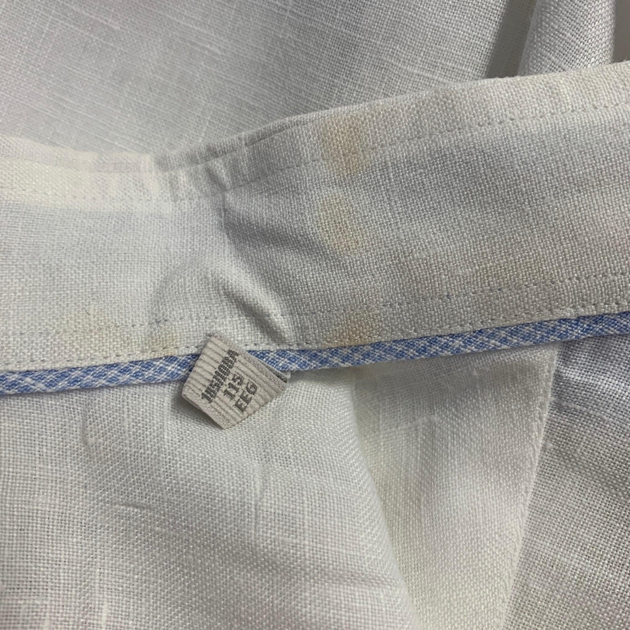 Ermenegildo Zegna Taglia XXL Camicia in lino bianco a maniche lunghe In condizioni buone in vendita a San Francisco, CA