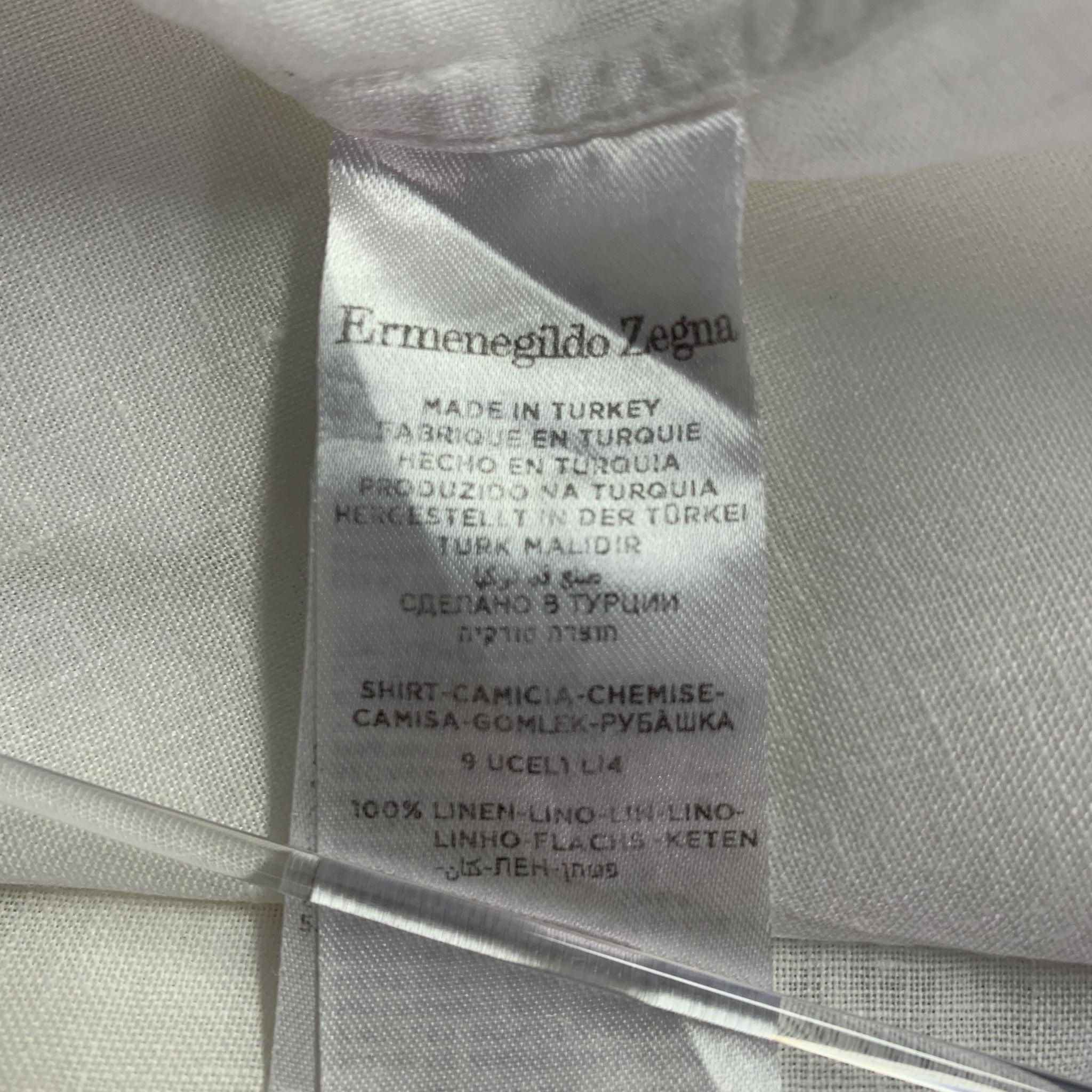 Ermenegildo Zegna Taglia XXL Camicia in lino bianco a maniche lunghe in vendita 1