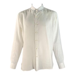 Ermenegildo Zegna Taglia XXL Camicia in lino bianco a maniche lunghe