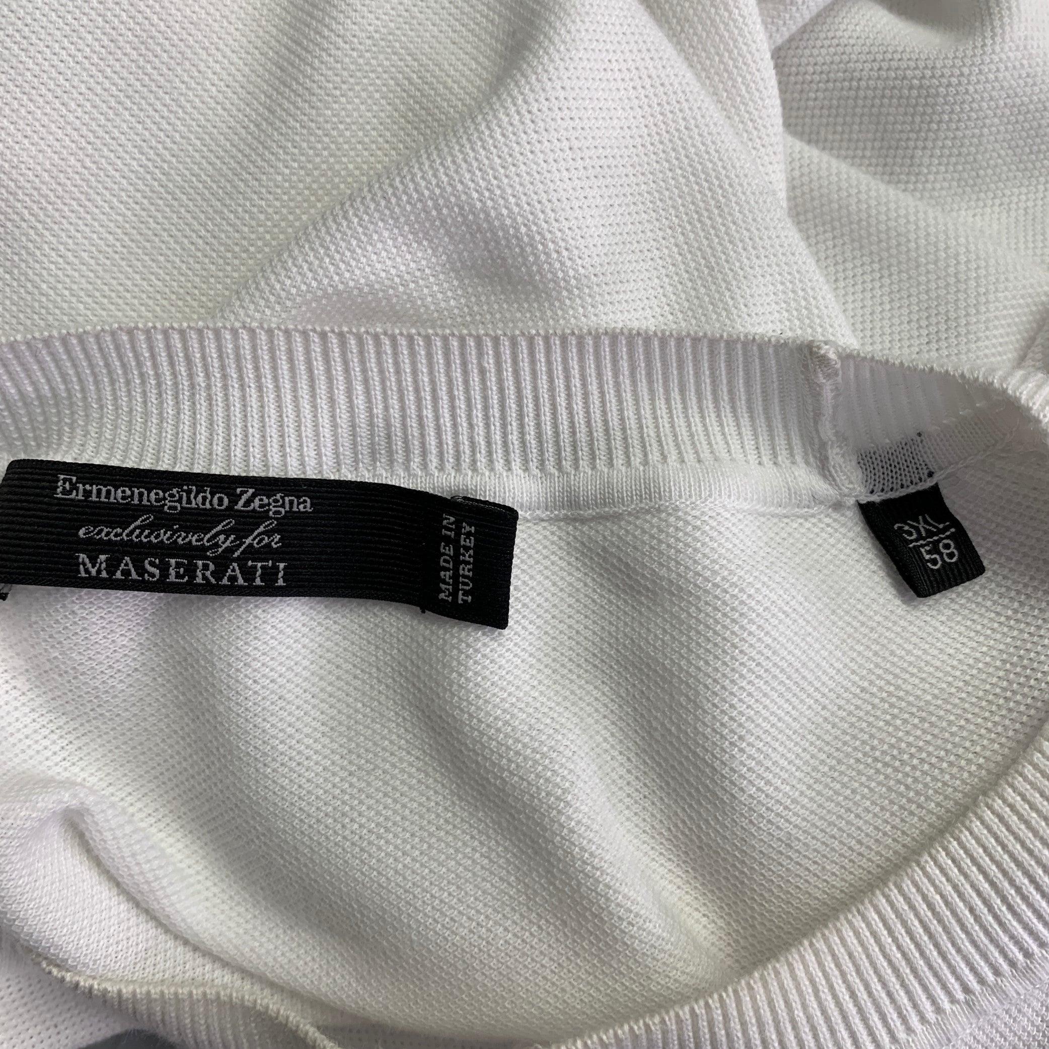 Ermenegildo Zegna Taglia XXXL Logo Bianco Marrone Cotone Piqué Girocollo T-shirt in vendita 3