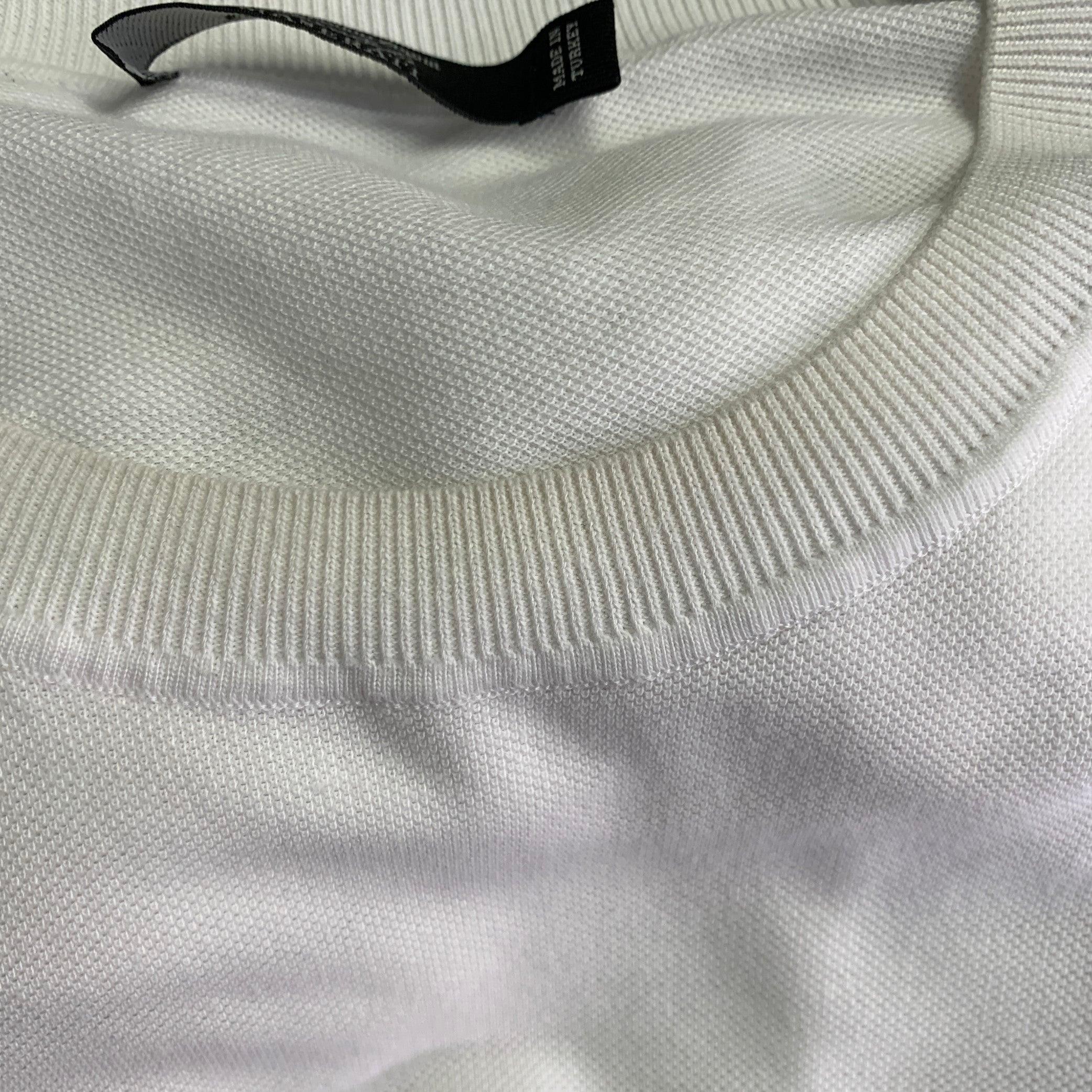 Ermenegildo Zegna Taglia XXXL Logo Bianco Marrone Cotone Piqué Girocollo T-shirt in vendita 4