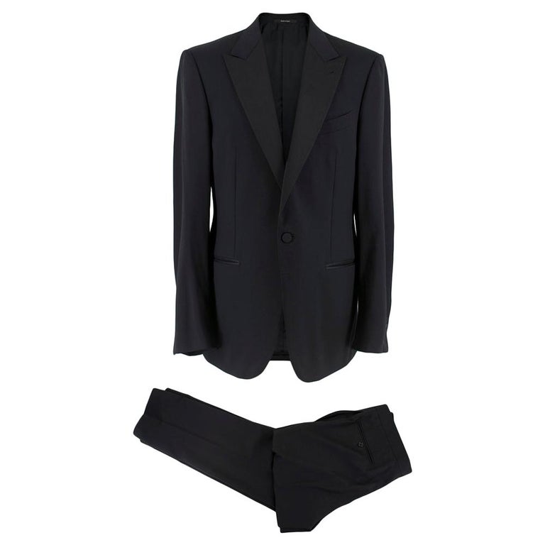 Ermenegildo Zegna Two Piece Black Wool Suit - XL 52R at 1stDibs