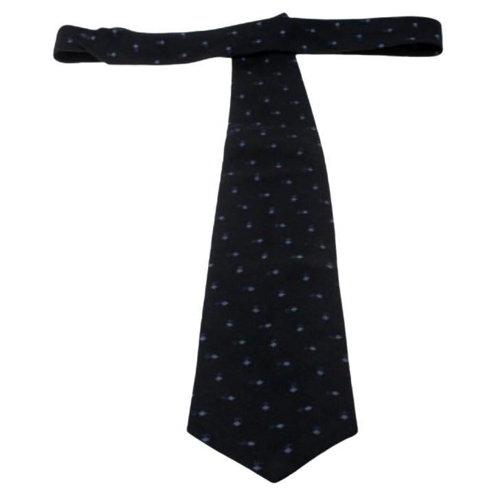 Ermenegildo Zegna cravate vintage noire et bleu marine à motif géométrique en vente