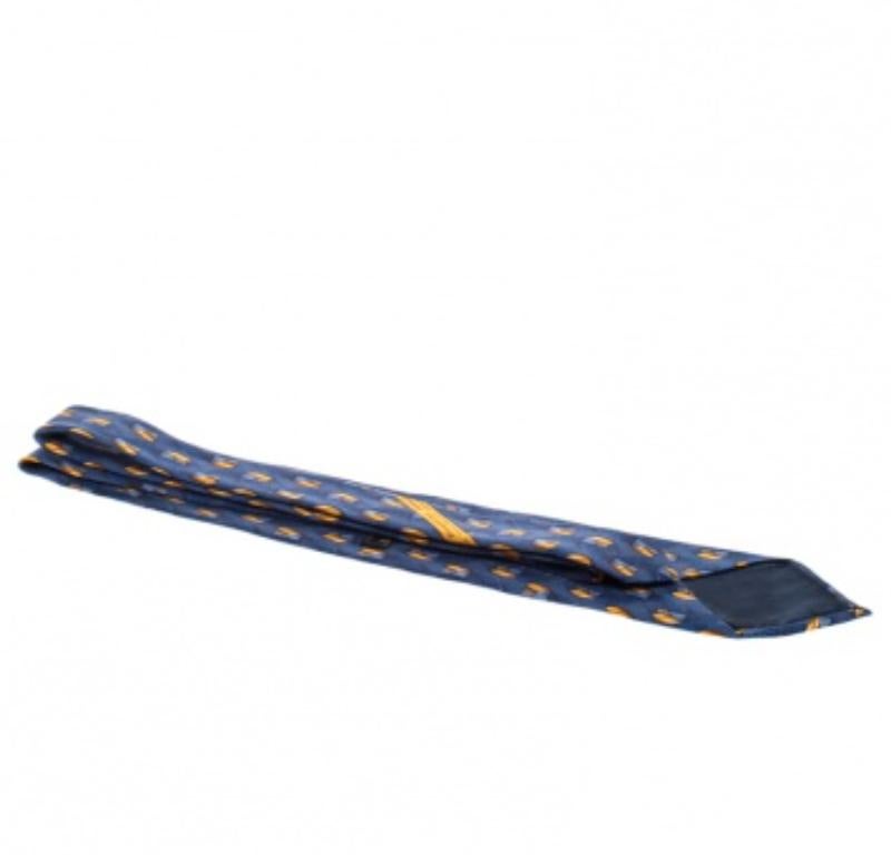 Ermenegildo Zegna Vintage Blue Abstract Print Silk Tie Bon état - En vente à Dubai, Al Qouz 2