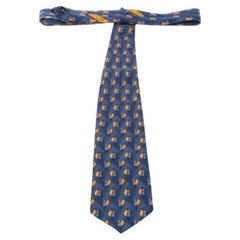 Ermenegildo Zegna Vintage Blue Abstract Print Silk Tie
