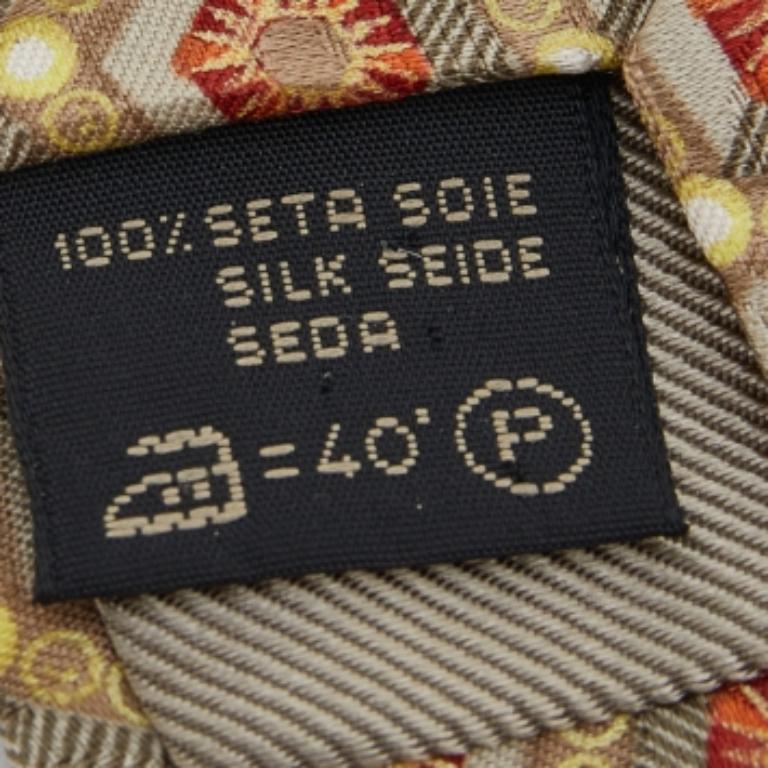 Marron Ermenegildo Zegna Vintage Gold Jacquard Silk Tie en vente