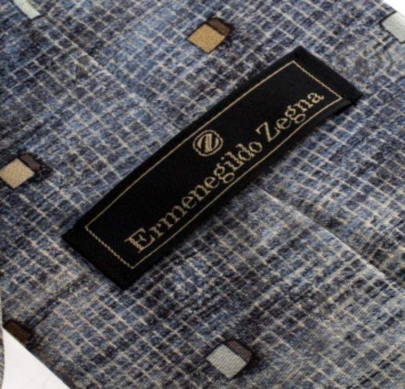 Grigio Cravatta in seta con stampa a cubo grigio vintage di Ermenegildo Zegna in vendita