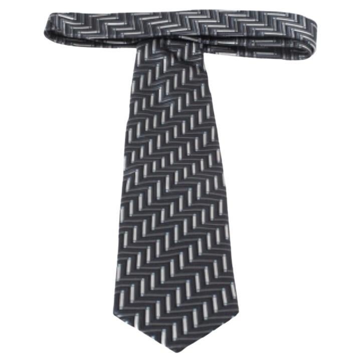 Cravatta in seta jacquard a motivi geometrici grigio vintage di Ermenegildo Zegna in vendita